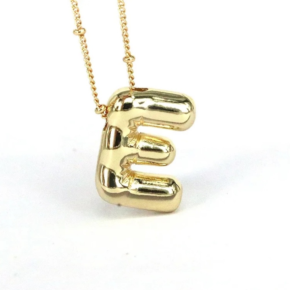 Bubble Balloon Letter E Initial Necklace